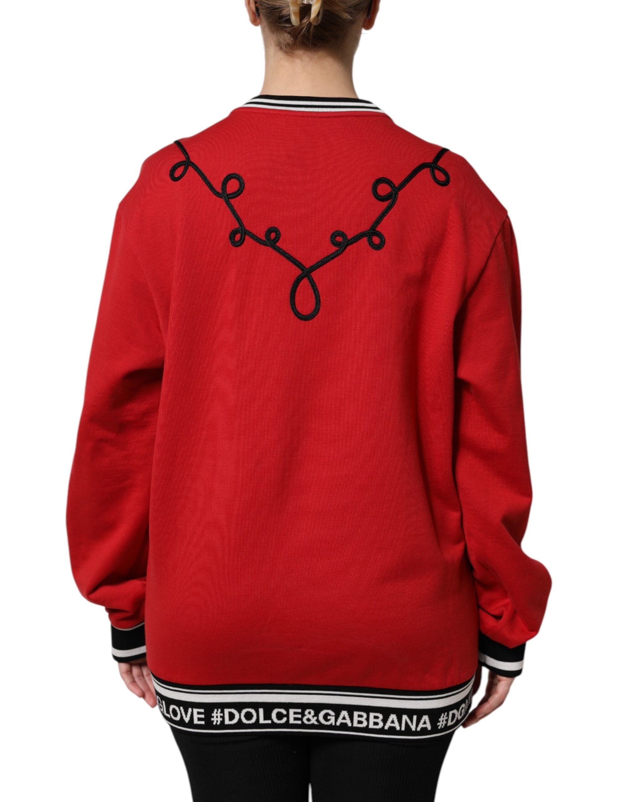 Dolce & Gabbana Roter Baumwoll-Pullover mit Pailletten für Damen
