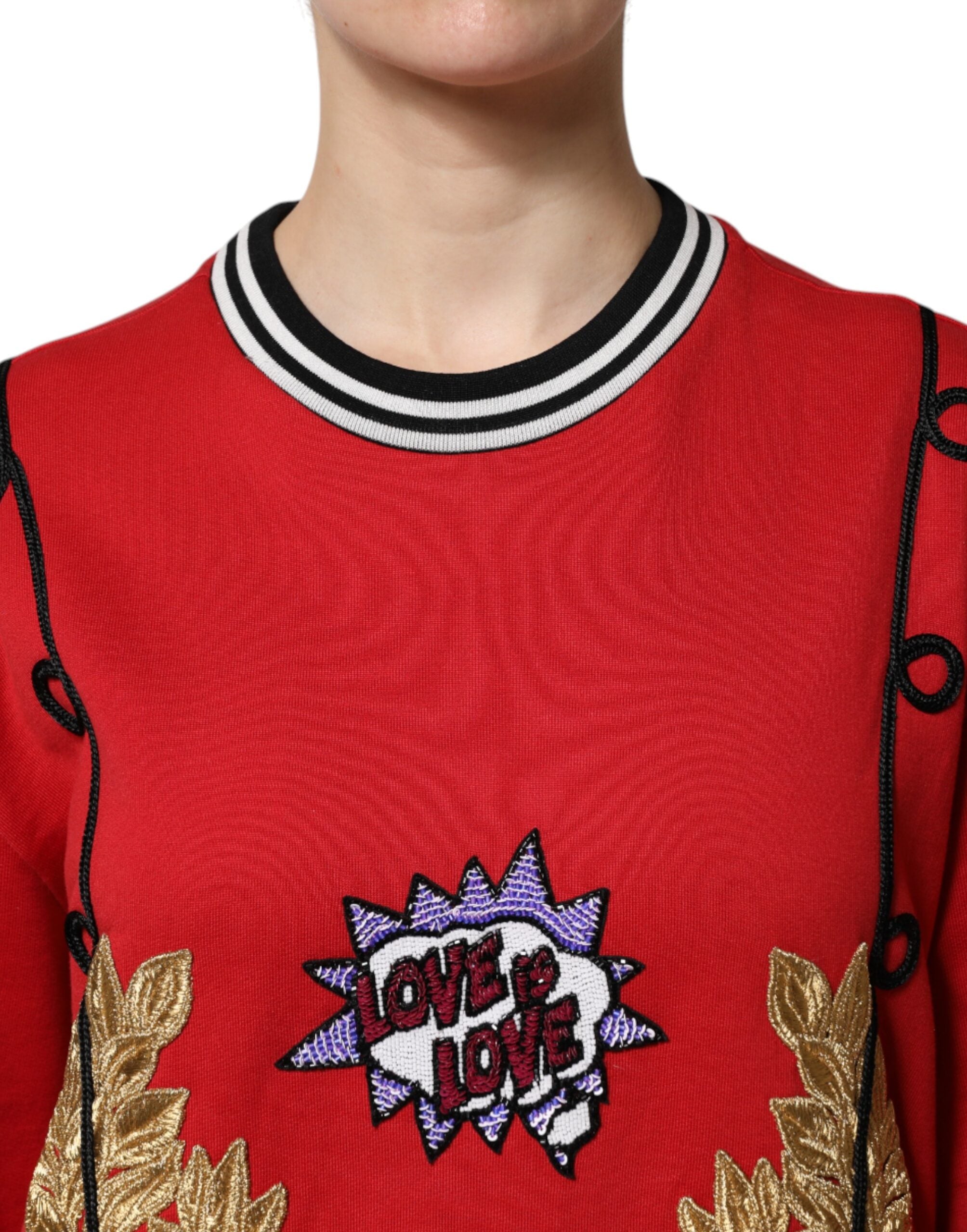 Dolce & Gabbana Roter Baumwoll-Pullover mit Pailletten für Damen