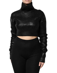 Dolce & Gabbana Zwart Wollen Lange Mouw Coltrui Cropped Top