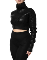 Dolce & Gabbana Zwart Wollen Lange Mouw Coltrui Cropped Top