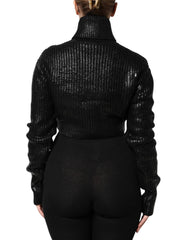Dolce & Gabbana Zwart Wollen Lange Mouw Coltrui Cropped Top