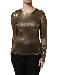 Dolce & Gabbana Gold Langarm-Pullover mit Rundhalsausschnitt
