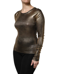 Dolce & Gabbana Gold Langarm-Pullover mit Rundhalsausschnitt