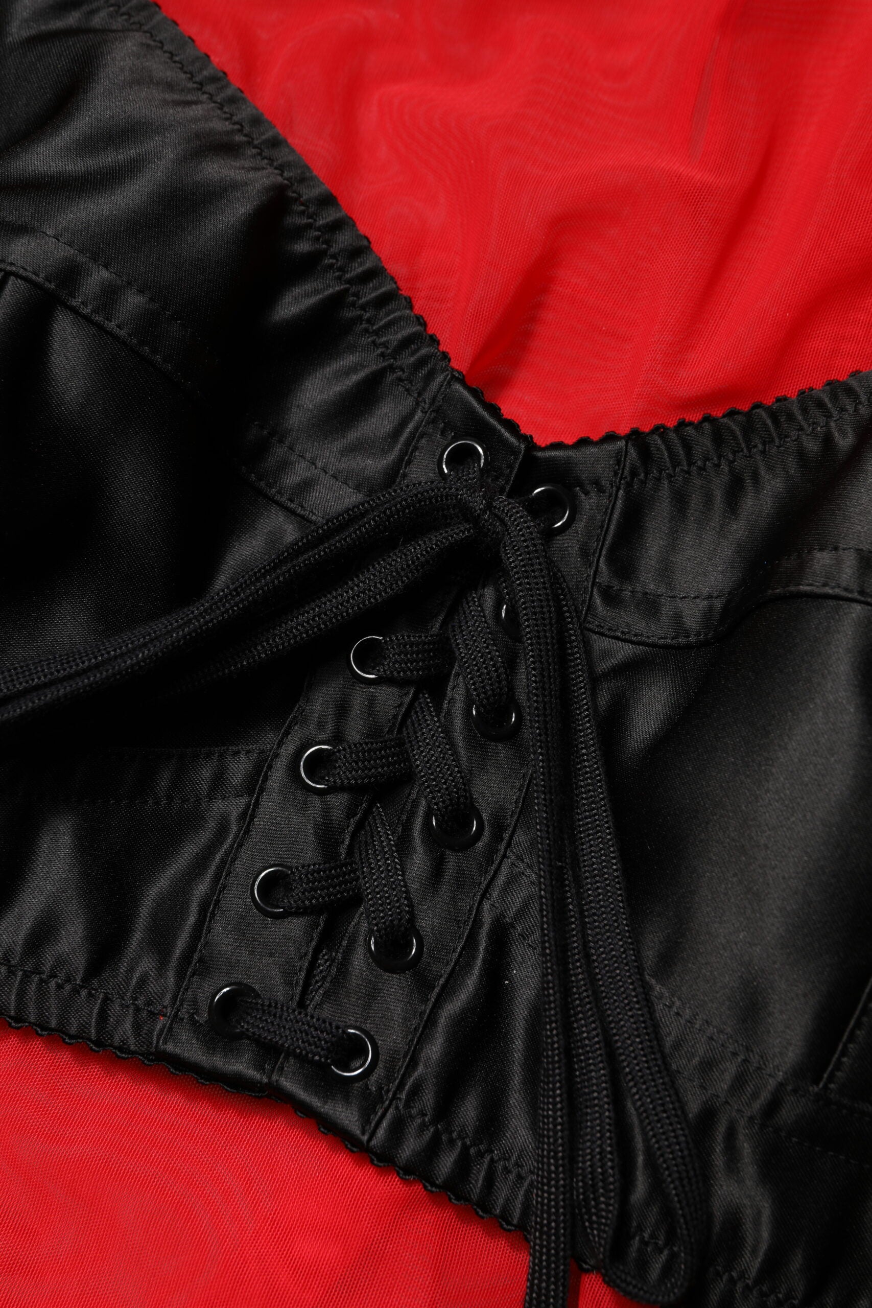 Dolce & Gabbana Rot Schwarzes Bustier-Detail Langarm-Top