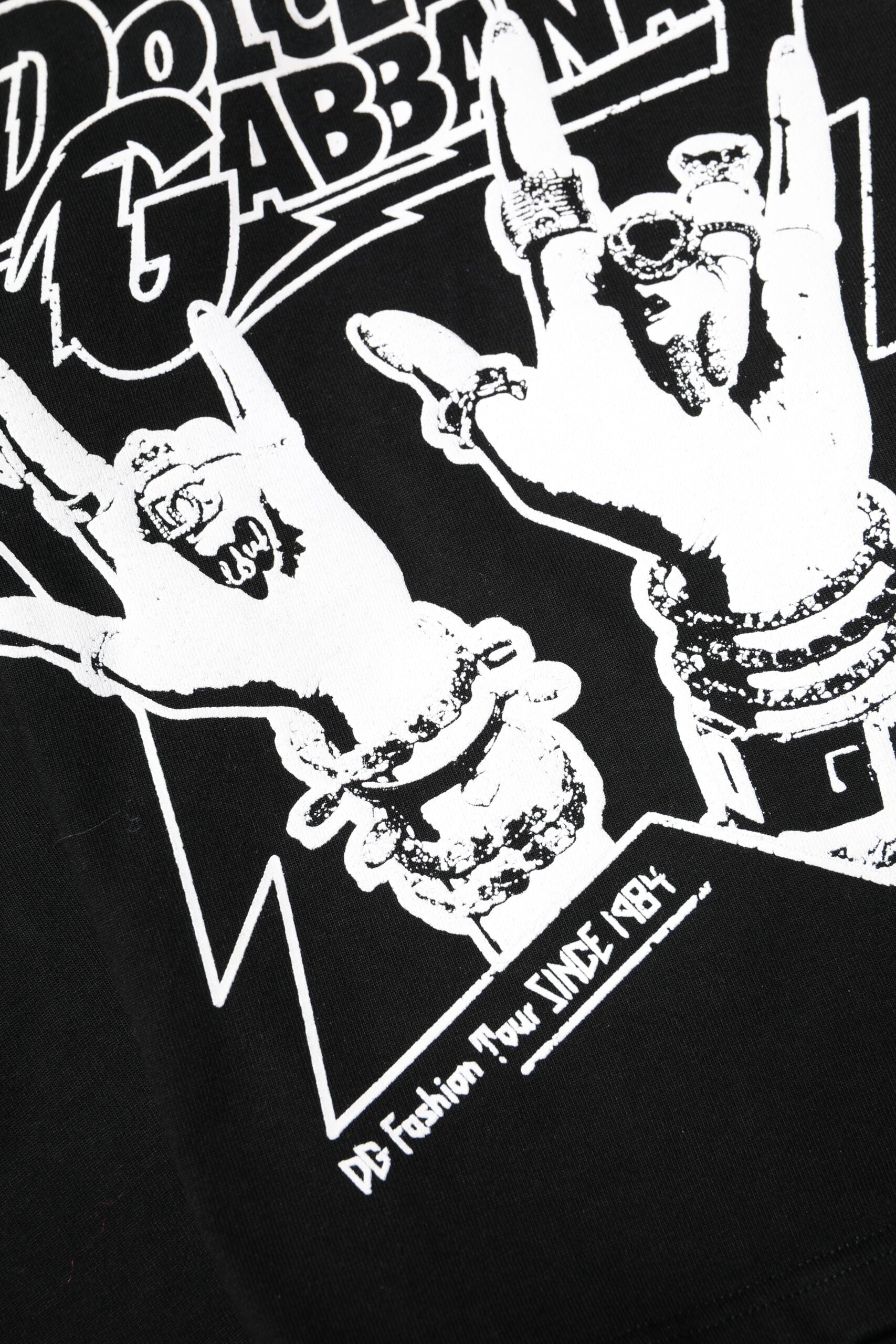 Dolce & Gabbana Schwarzes Baumwoll-T-Shirt mit kurzen Ärmeln und Print