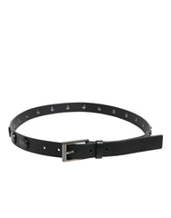 Dolce & Gabbana Zwarte Luxe Lederen DG Studs Gespriem