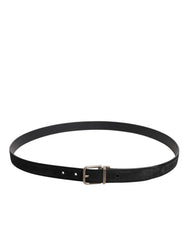 Dolce & Gabbana Zwarte Kalfsleren Klassieke Metalen Gesp Riem