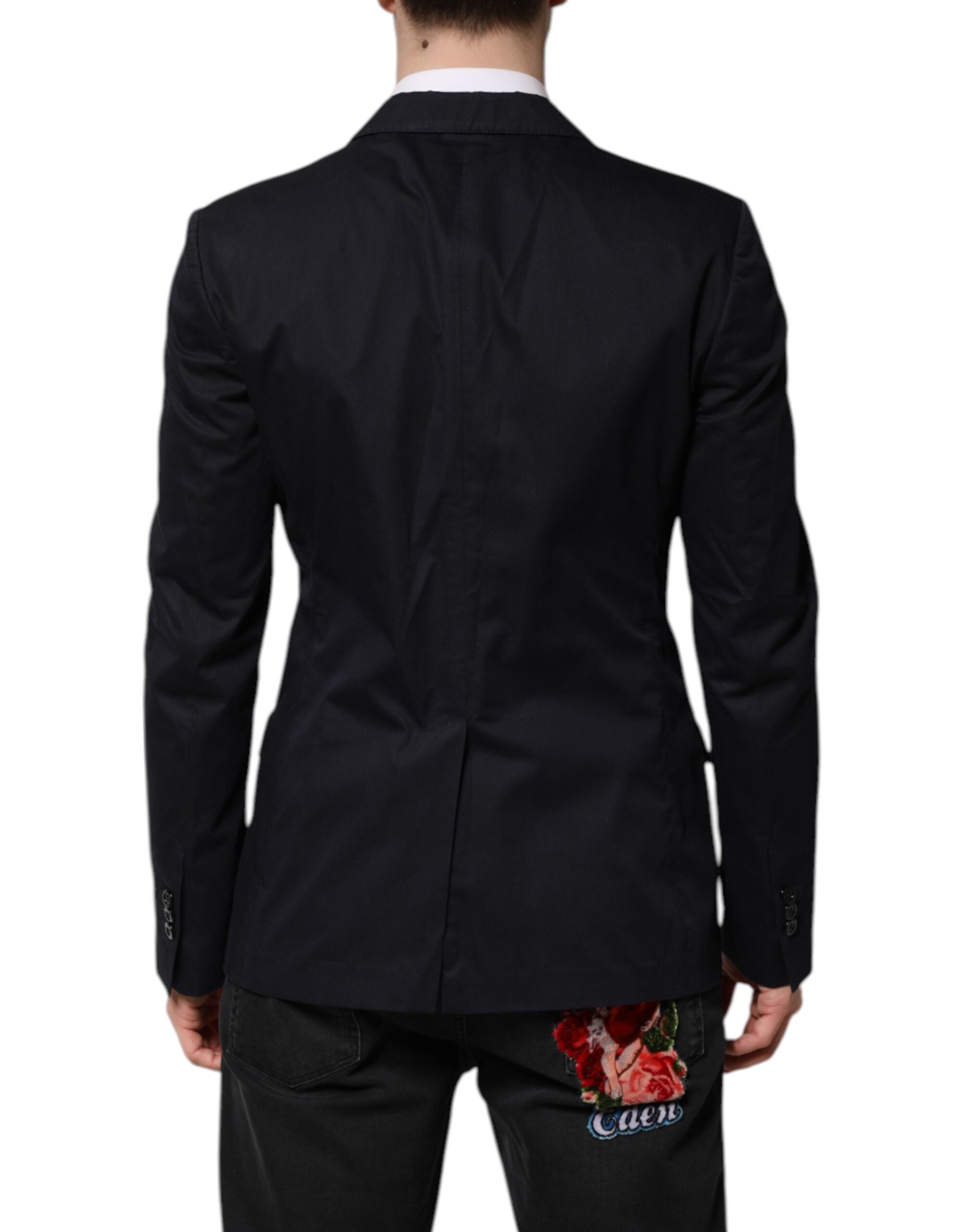 Dolce & Gabbana Donkerblauwe TAORMINA Katoenen Blazer Kostuum Jasje