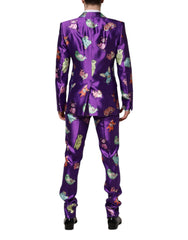 Dolce & Gabbana Anzug aus violetter Seide mit Animal-Print, 3-teilig
