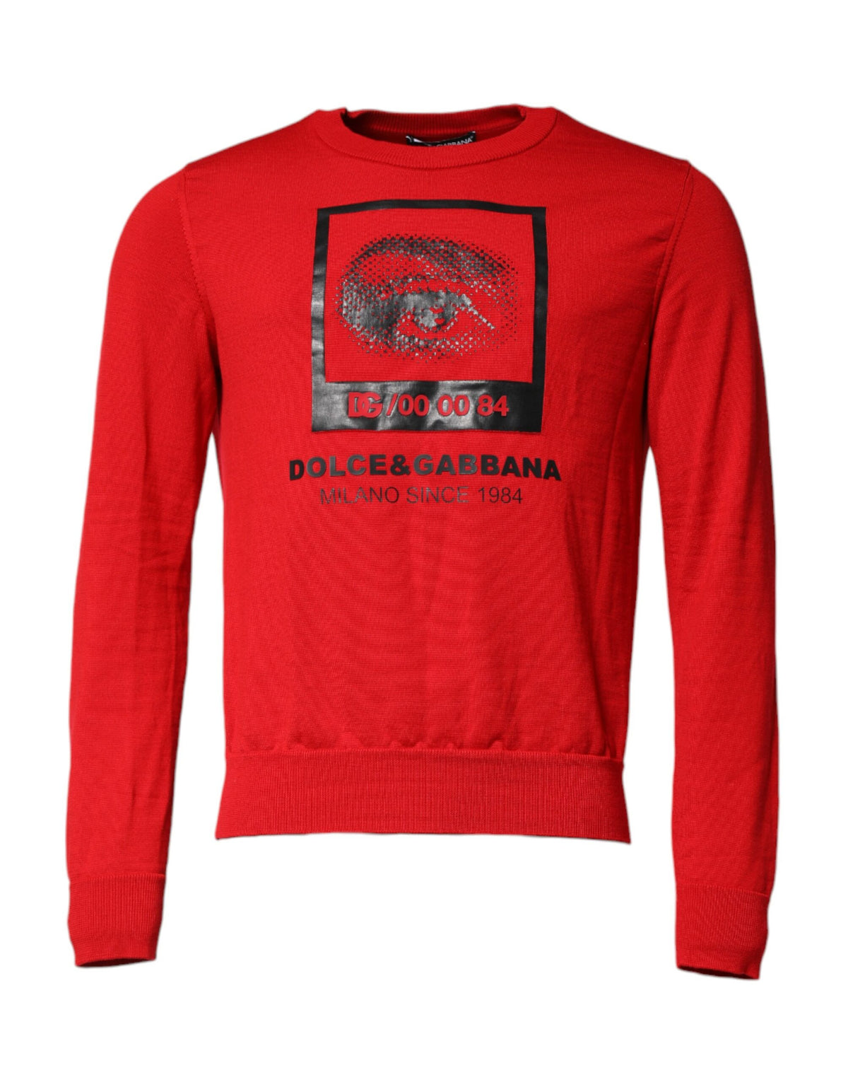 Dolce & Gabbana Roter Pullover mit Augen-Print und Rundhalsausschnitt für Herren