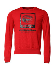 Dolce & Gabbana Roter Pullover mit Augen-Print und Rundhalsausschnitt für Herren