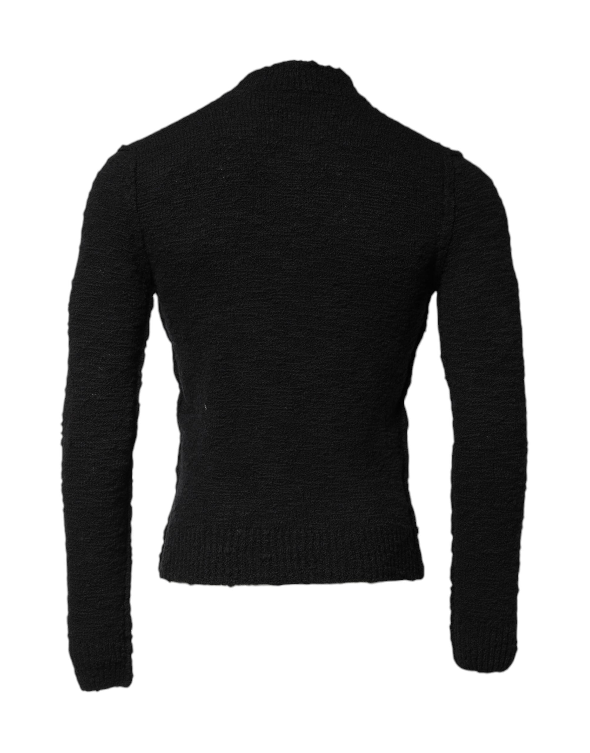 Dolce & Gabbana Zwarte Wollen Gebreide Trui met Ronde Hals