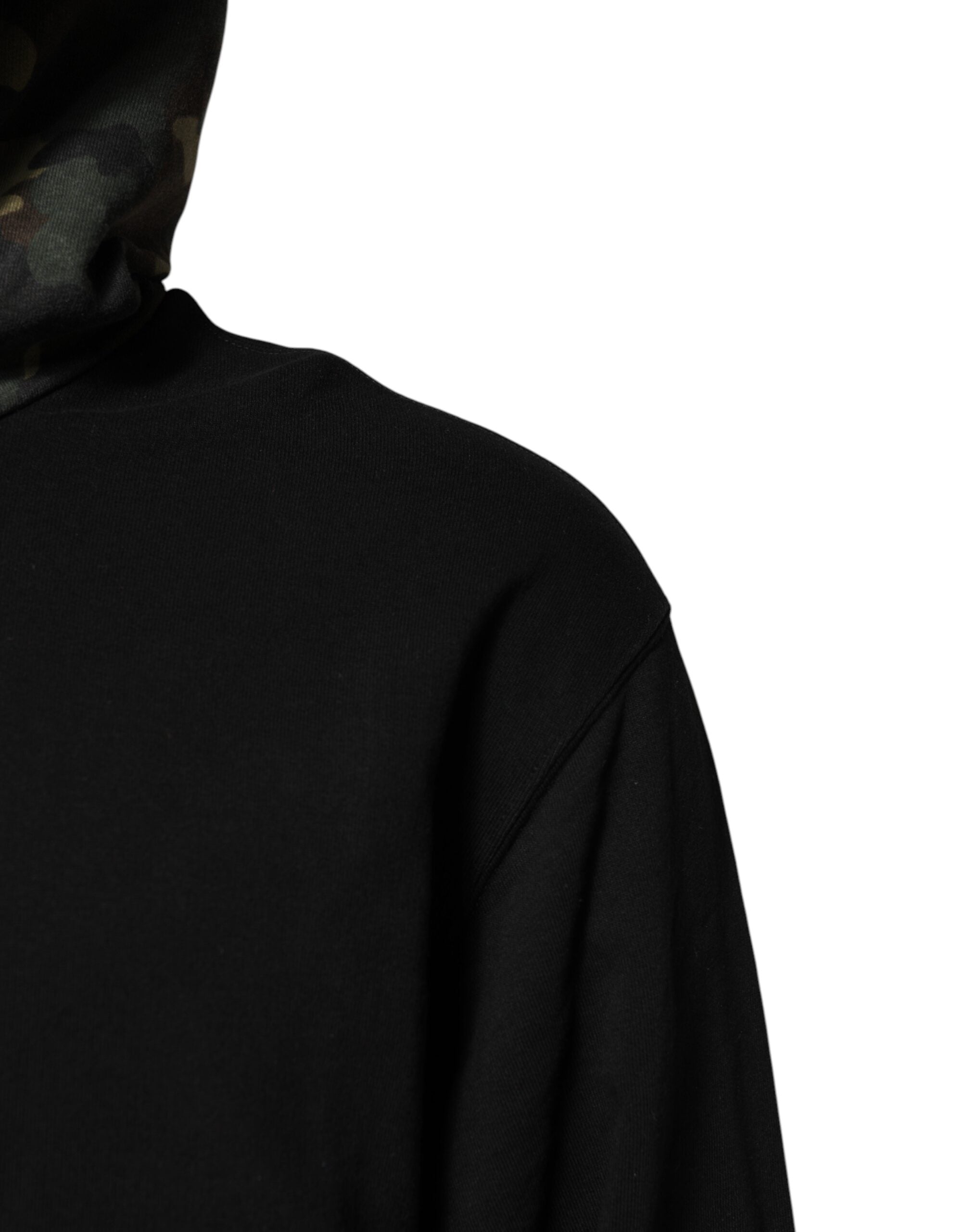 Dolce & Gabbana Zwart Camouflage Hooded Sweatshirt Trui