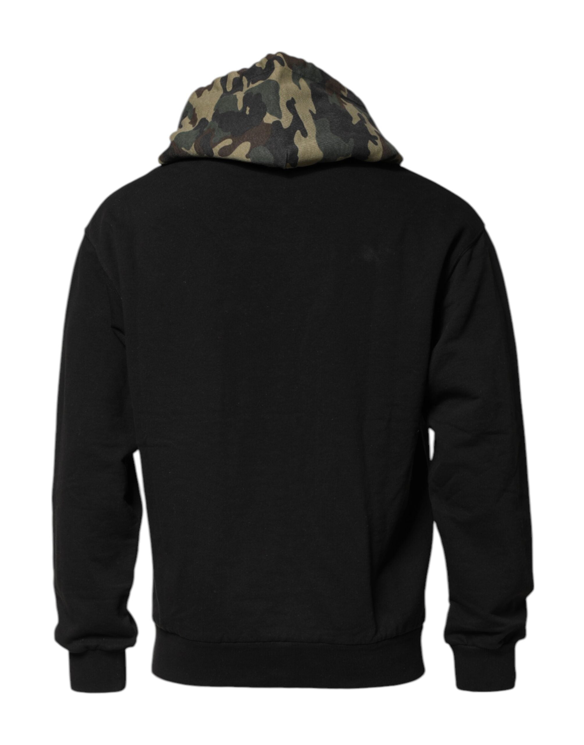 Dolce & Gabbana Zwart Camouflage Hooded Sweatshirt Trui