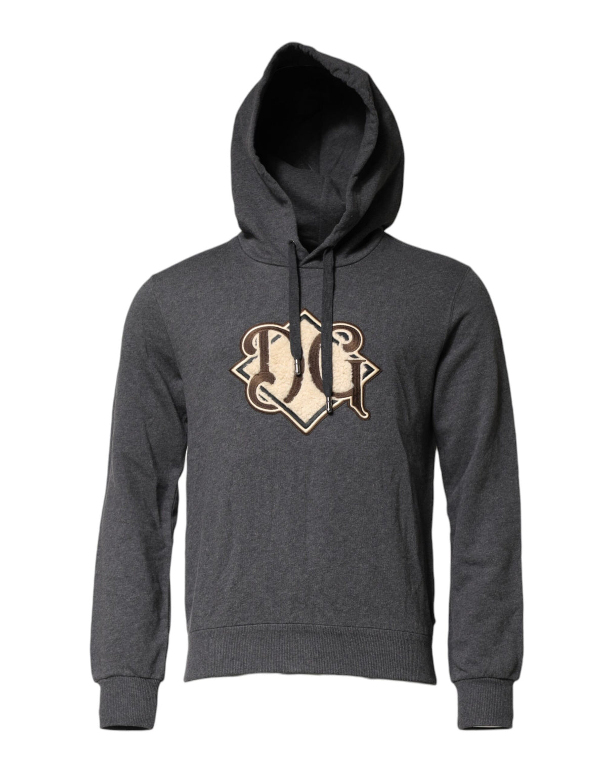 Dolce & Gabbana Grauer Kapuzenpullover mit Logo-Patch