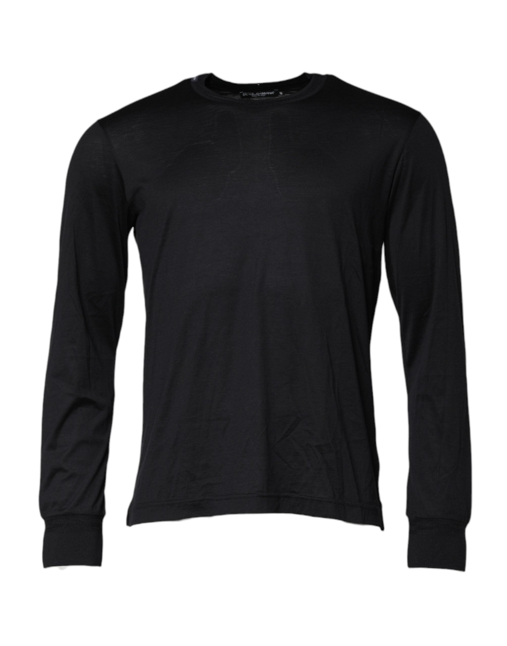 Dolce & Gabbana Dunkelblauer Herren Pullover aus Seide mit Rundhalsausschnitt