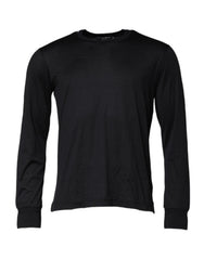 Dolce & Gabbana Dunkelblauer Herren Pullover aus Seide mit Rundhalsausschnitt