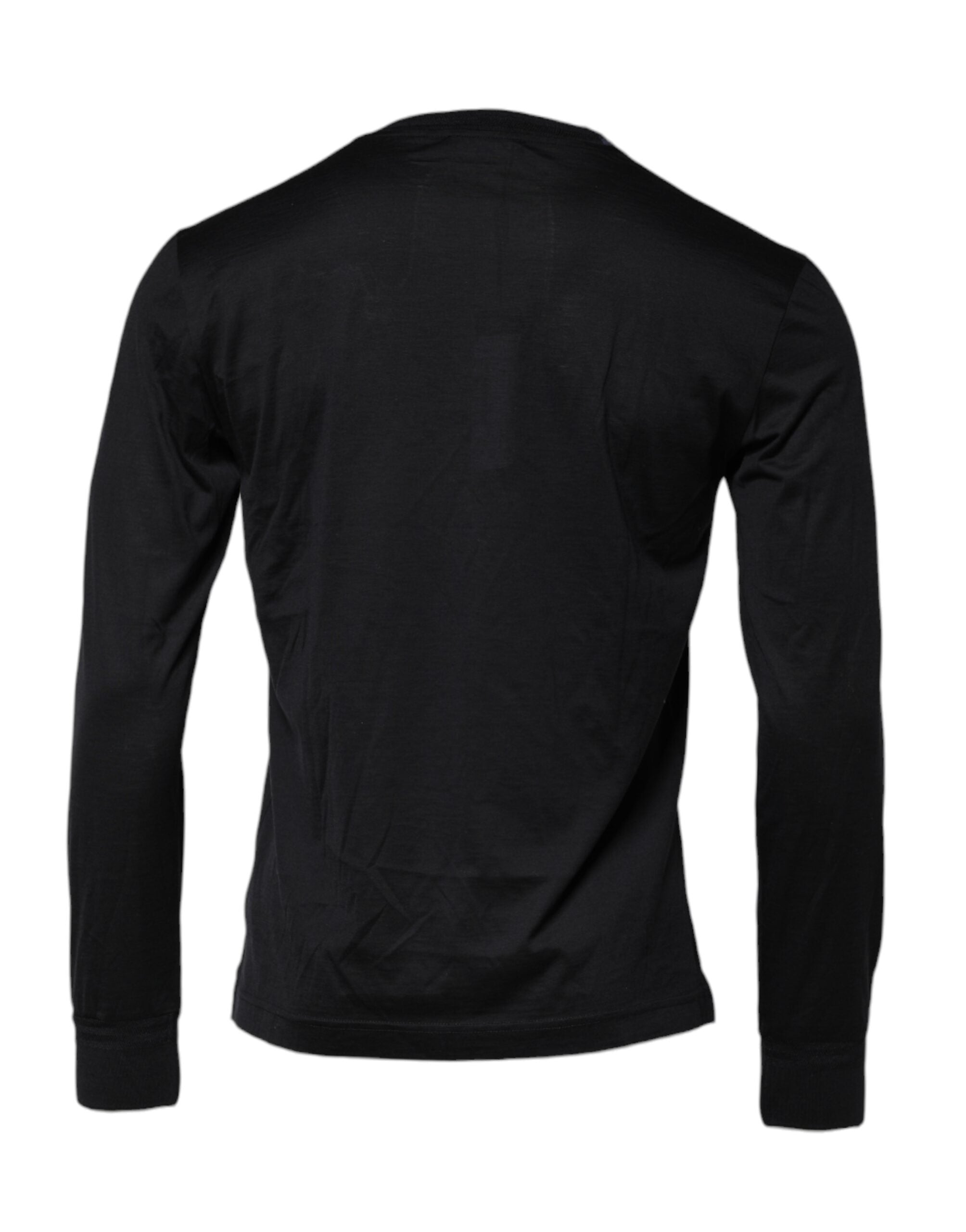Dolce & Gabbana Dunkelblauer Herren Pullover aus Seide mit Rundhalsausschnitt