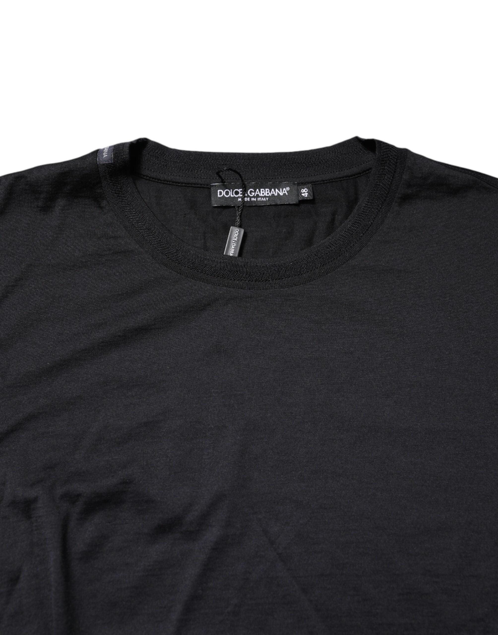 Dolce & Gabbana Dunkelblauer Herren Pullover aus Seide mit Rundhalsausschnitt