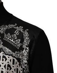 Dolce & Gabbana Schwarzer weißer Bandana-Print-Pullover mit durchgehendem Reißverschluss