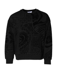 Dolce & Gabbana Zwarte Trui met ronde hals en print