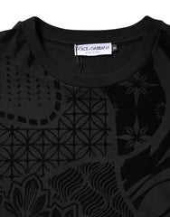 Dolce & Gabbana Zwarte Trui met ronde hals en print
