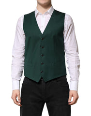 Dolce & Gabbana Grünes Wollkleid Formelle Herren Weste