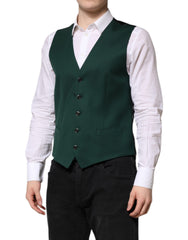 Dolce & Gabbana Grünes Wollkleid Formelle Herren Weste