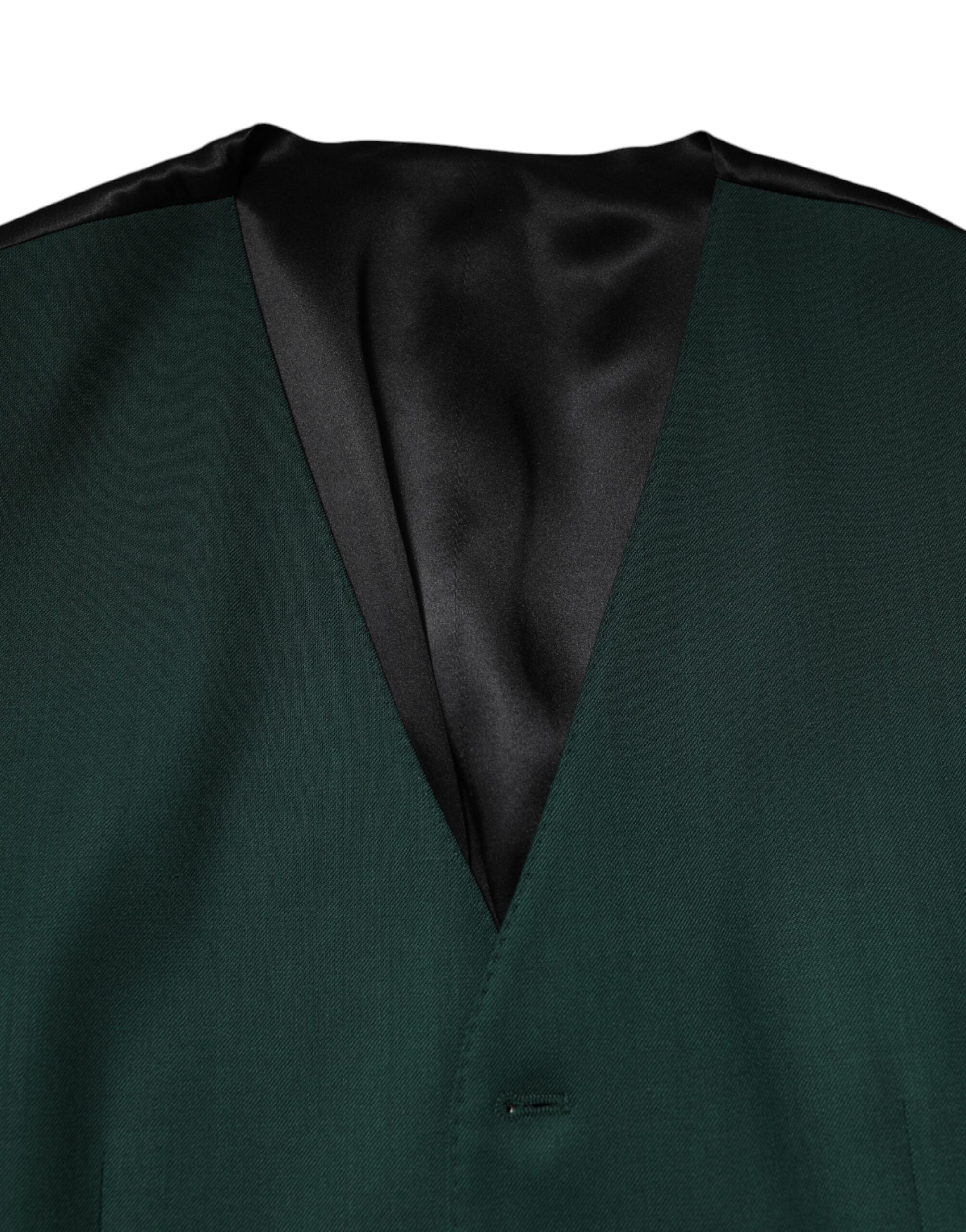 Dolce & Gabbana Grünes Wollkleid Formelle Herren Weste
