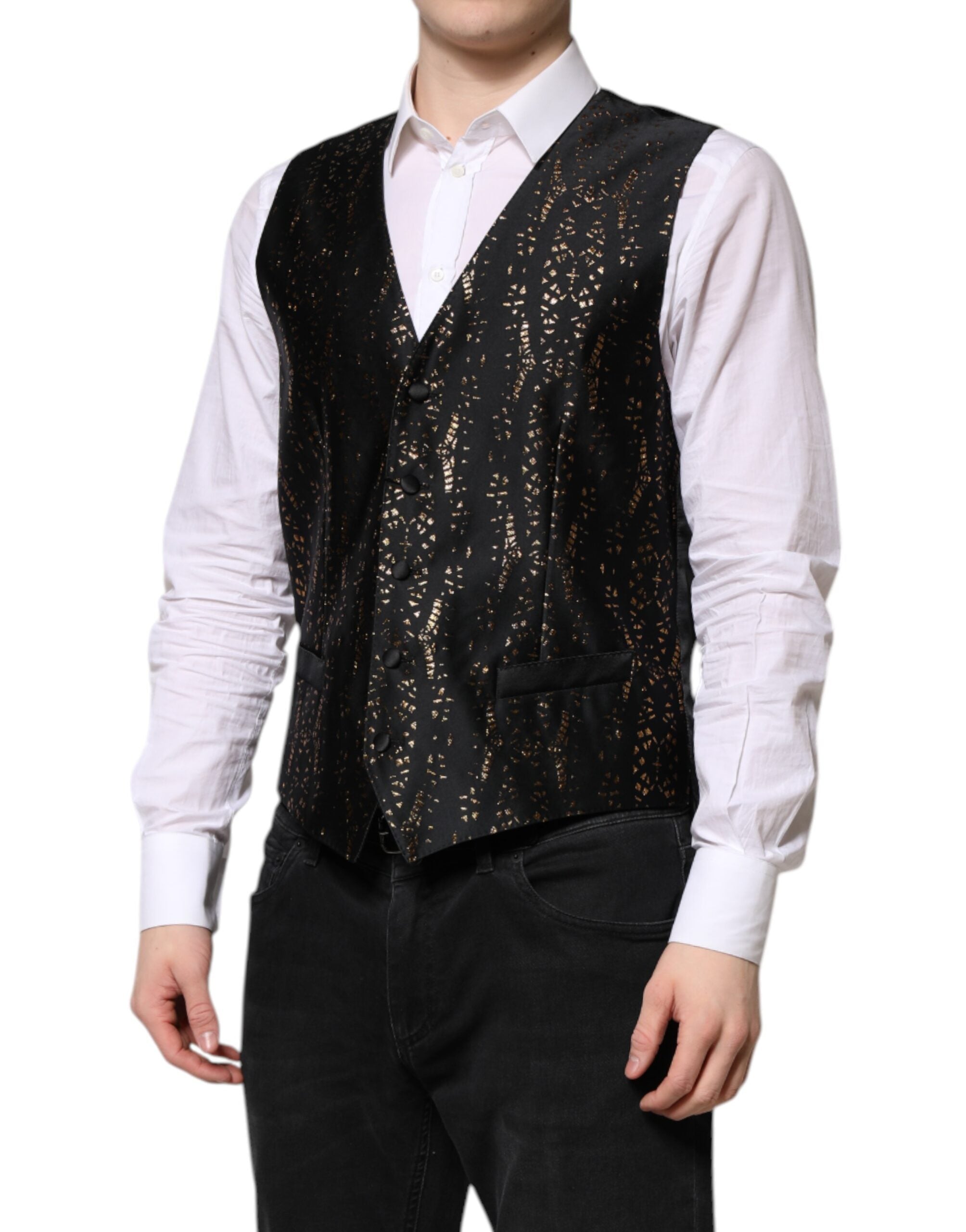 Dolce & Gabbana Schwarze Lurex-Kleid Weste für Herren