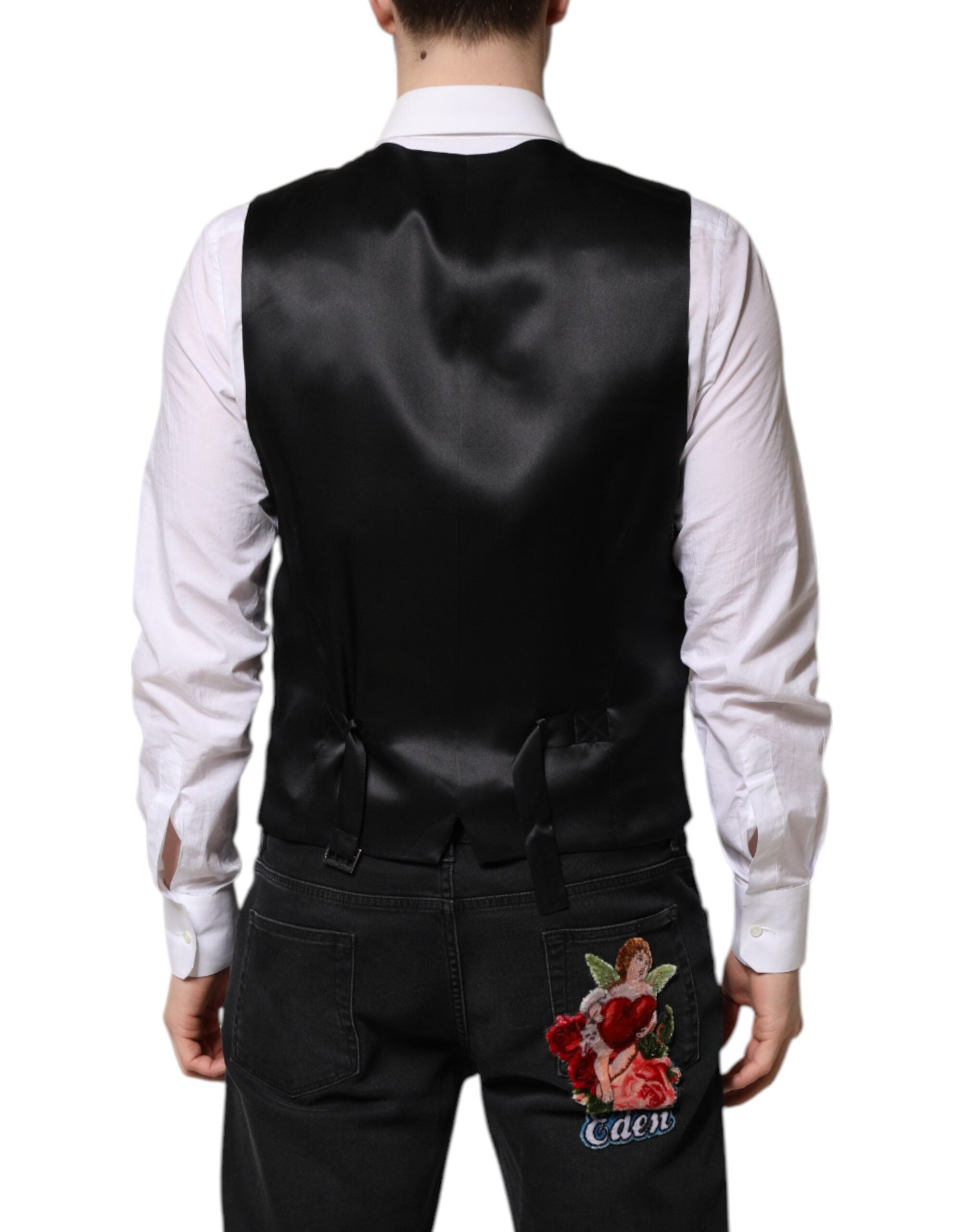 Dolce & Gabbana Schwarze Lurex-Kleid Weste für Herren