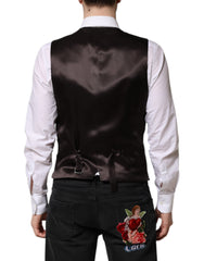 Dolce & Gabbana Zwart Gestreepte Wollen Formele Heren Vest