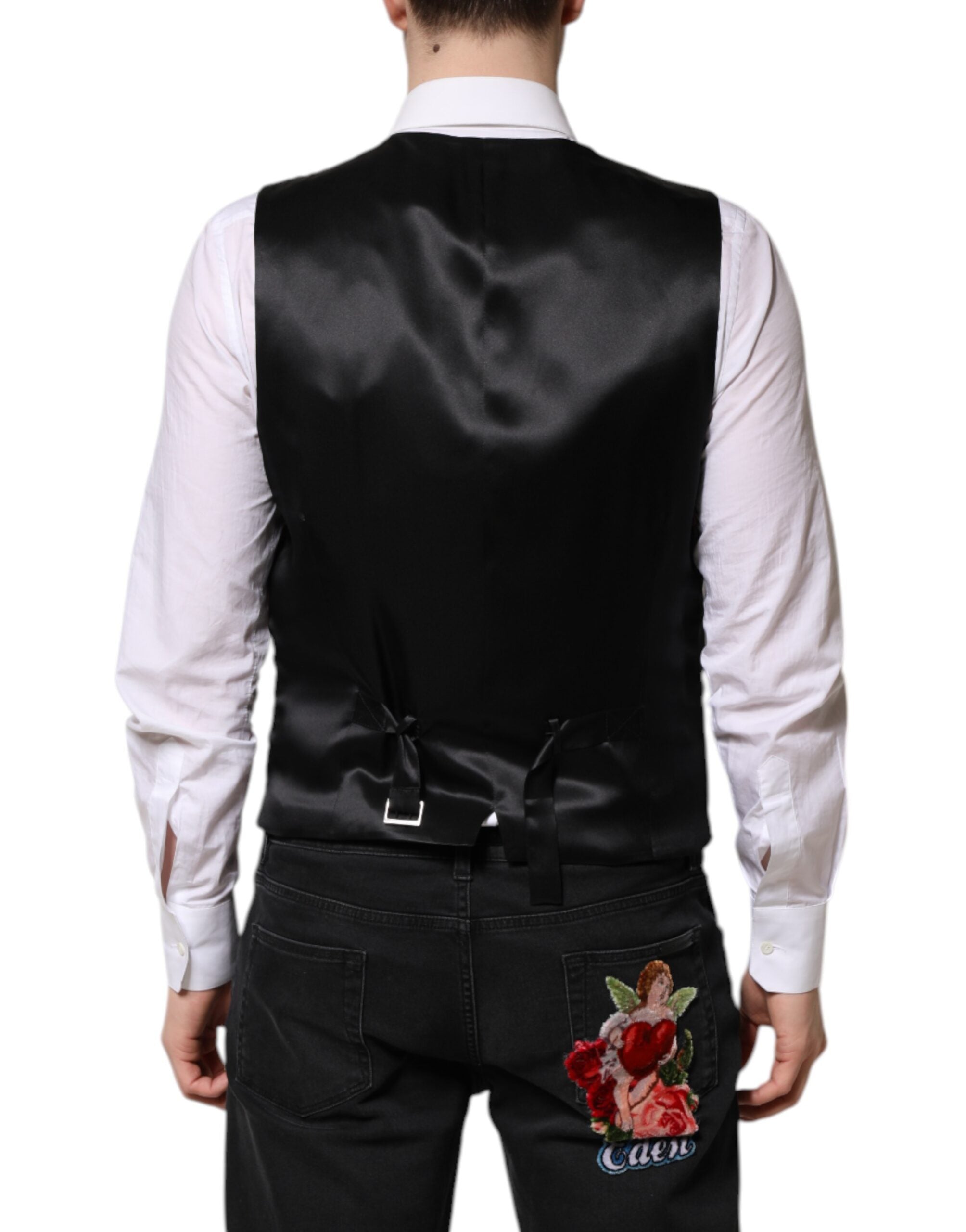 Dolce & Gabbana Rote florale Brokat Formal Herren Weste