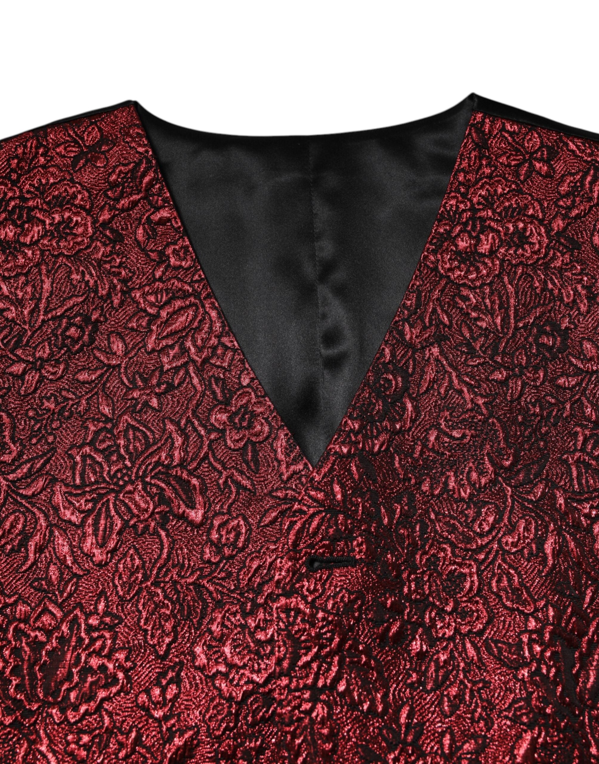 Dolce & Gabbana Rote florale Brokat Formal Herren Weste