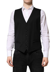Dolce & Gabbana Schwarze Herren-Wollweste formell
