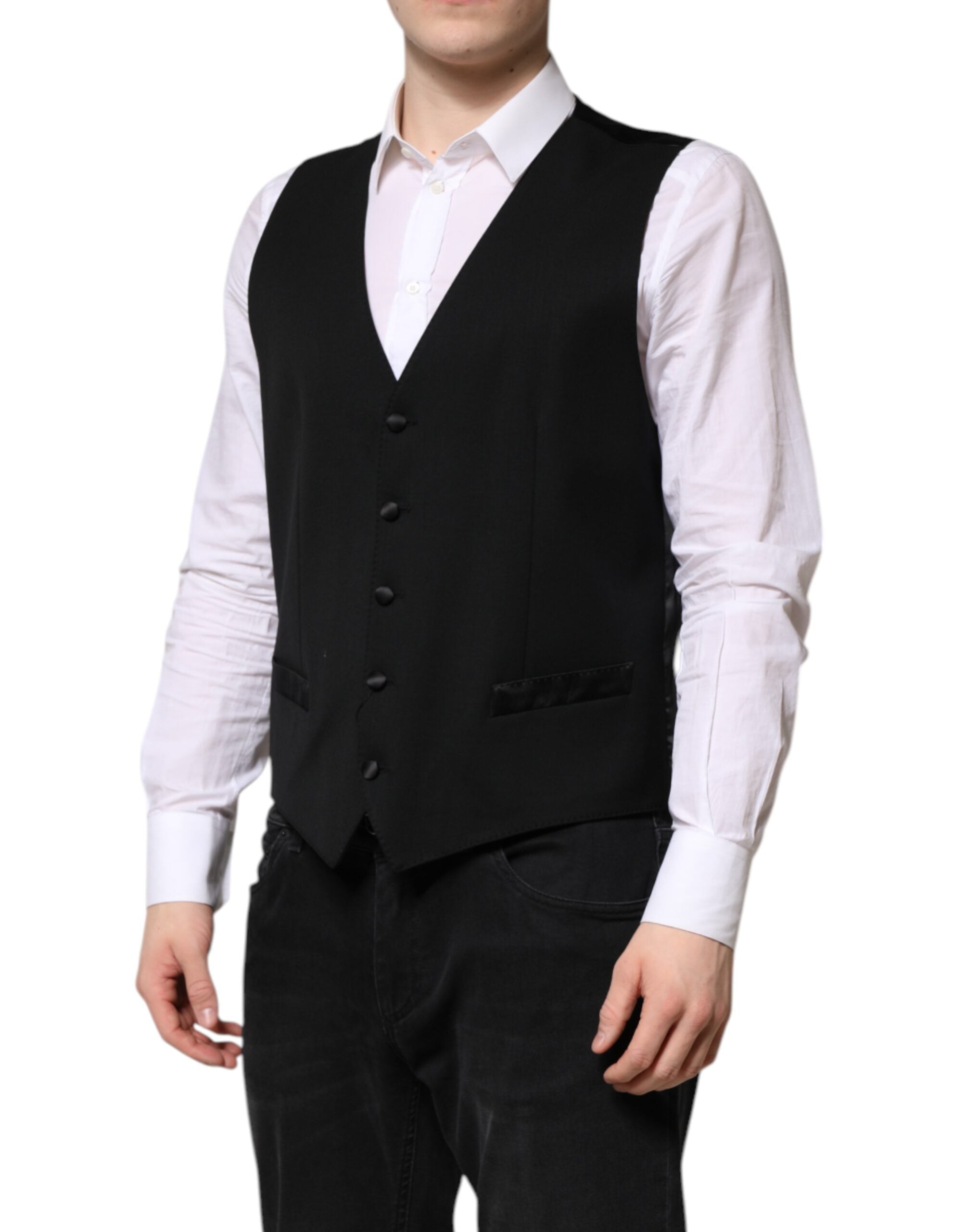 Dolce & Gabbana Schwarze Herren-Wollweste formell