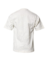 Dolce & Gabbana Weißes Baumwoll-T-Shirt mit geprägtem Logo und Rundhalsausschnitt