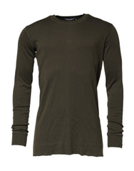 Dolce & Gabbana Dunkelgrünes Langarmshirt mit Rundhalsausschnitt