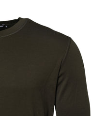 Dolce & Gabbana Dunkelgrünes Langarmshirt mit Rundhalsausschnitt