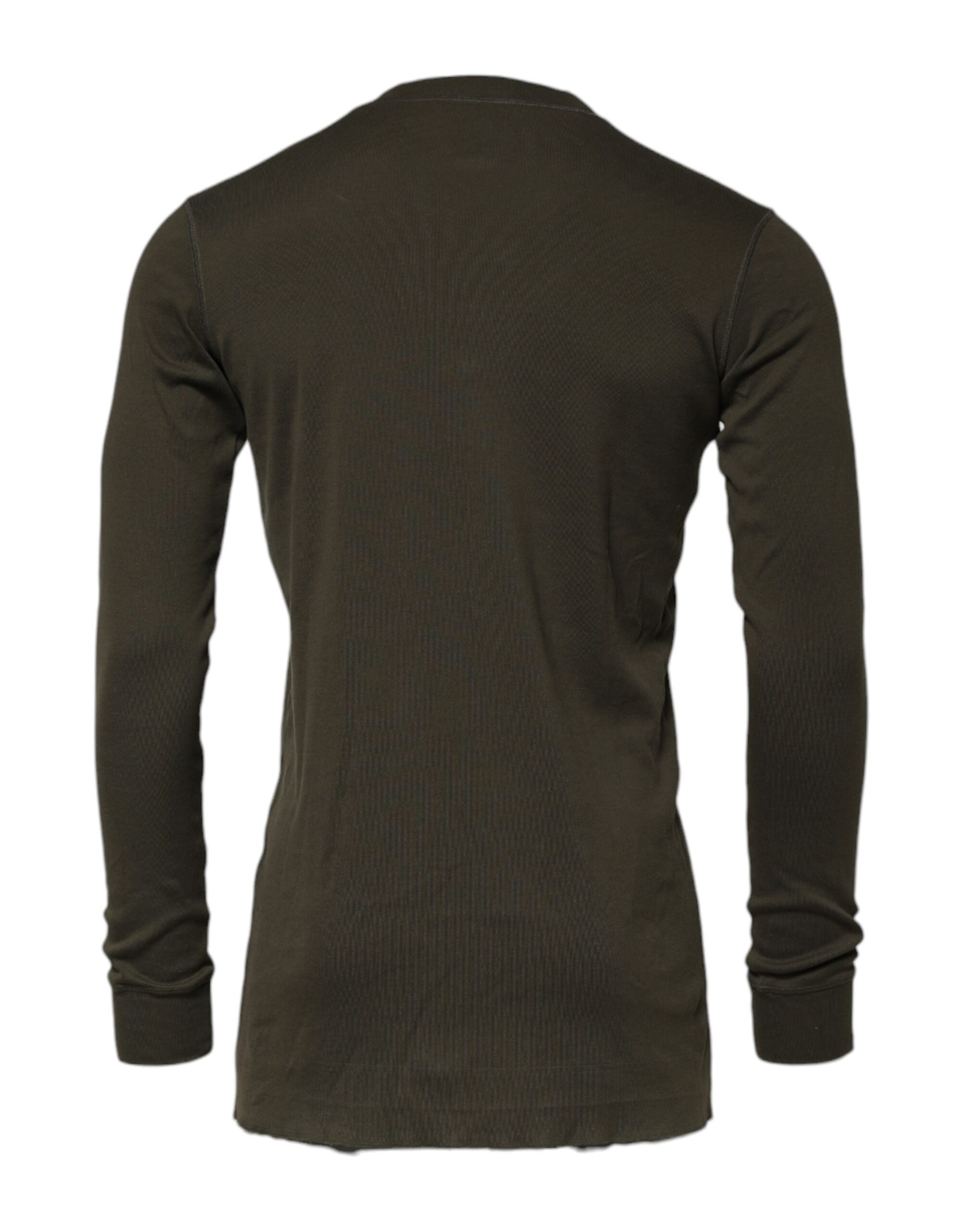 Dolce & Gabbana Dunkelgrünes Langarmshirt mit Rundhalsausschnitt