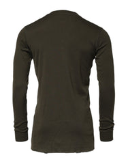 Dolce & Gabbana Dunkelgrünes Langarmshirt mit Rundhalsausschnitt