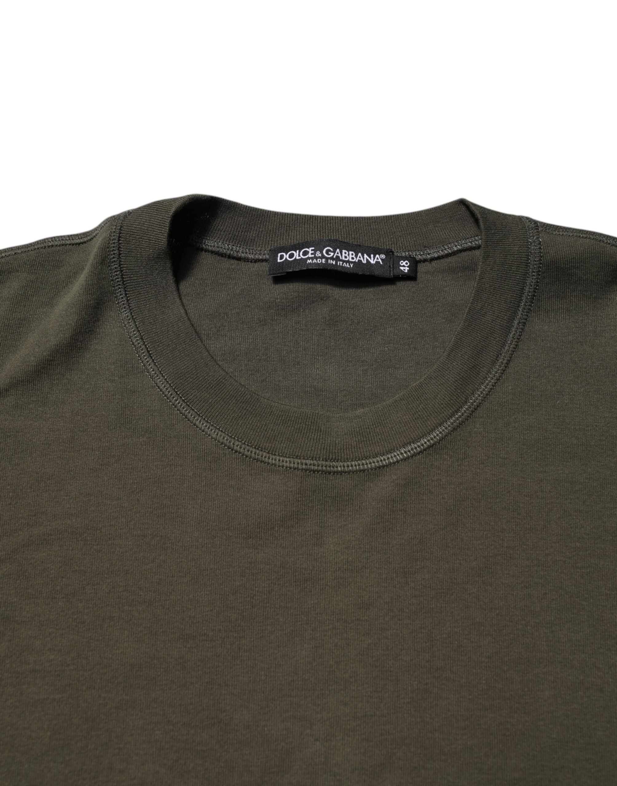 Dolce & Gabbana Dunkelgrünes Langarmshirt mit Rundhalsausschnitt