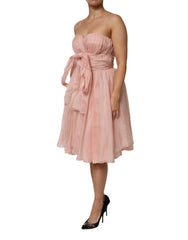 Dolce & Gabbana Pinkes Seidenchiffon A-Linien Falten-Midi-Kleid