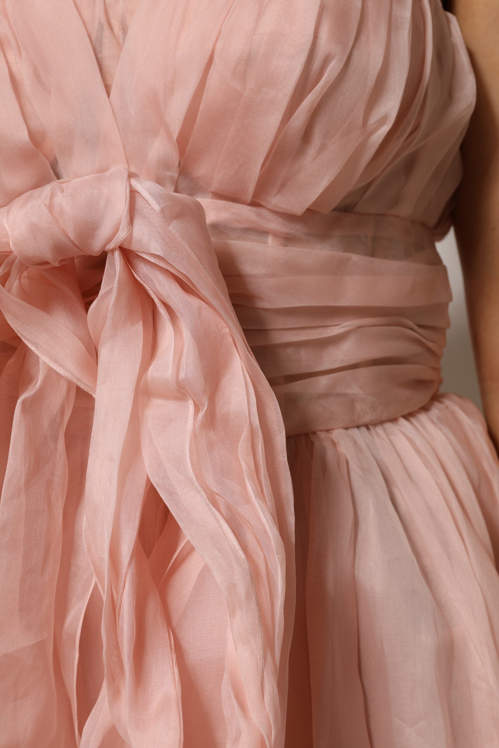 Dolce & Gabbana Pinkes Seidenchiffon A-Linien Falten-Midi-Kleid