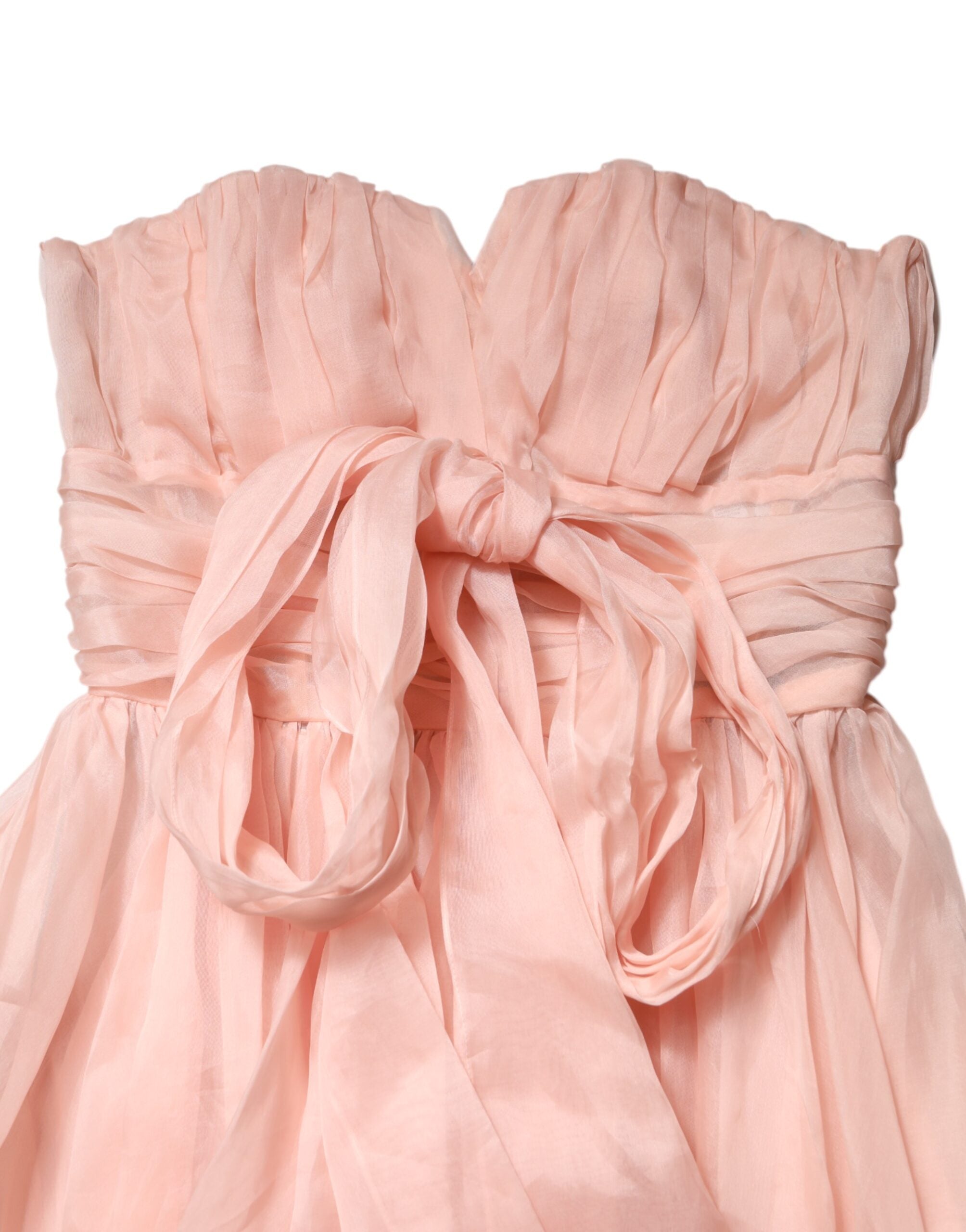 Dolce & Gabbana Pinkes Seidenchiffon A-Linien Falten-Midi-Kleid