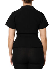 Dolce & Gabbana Black Wool Double Breasted Coat Jacket