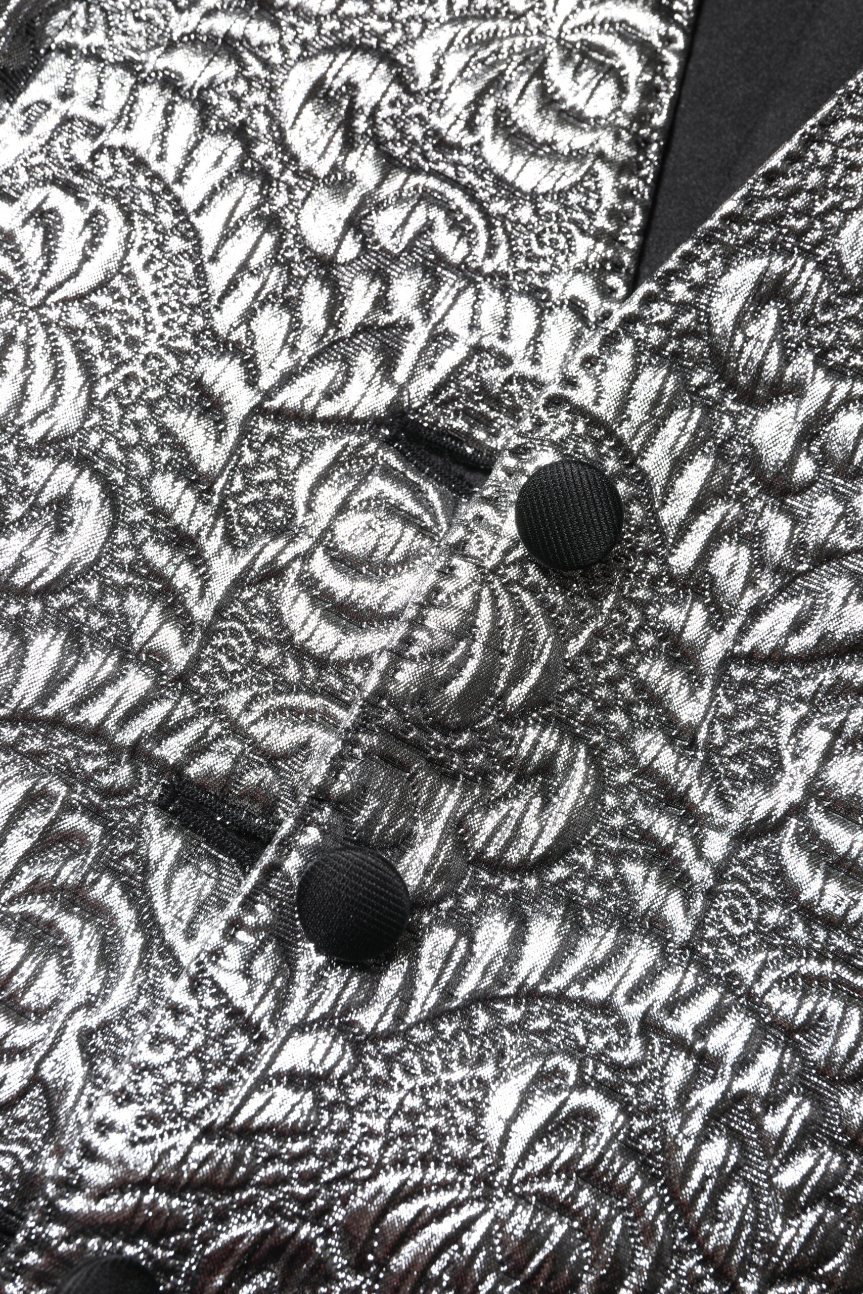 Dolce & Gabbana Ärmellose Weste aus silbernem Blumenjacquard
