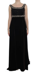 Dolce & Gabbana Braunes Samt-Kristall-Etui-Abendkleid