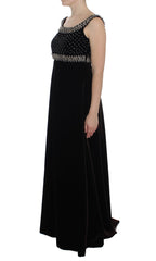 Dolce & Gabbana Braunes Samt-Kristall-Etui-Abendkleid
