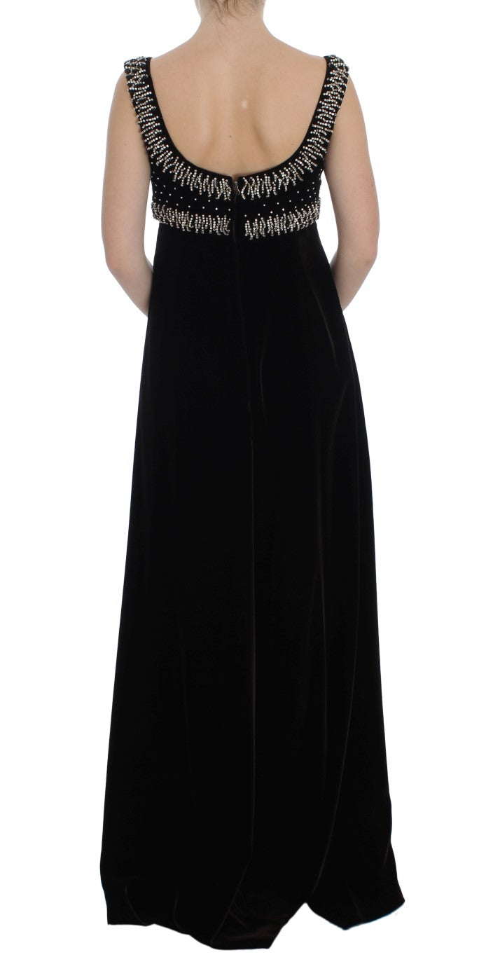 Dolce & Gabbana Braunes Samt-Kristall-Etui-Abendkleid